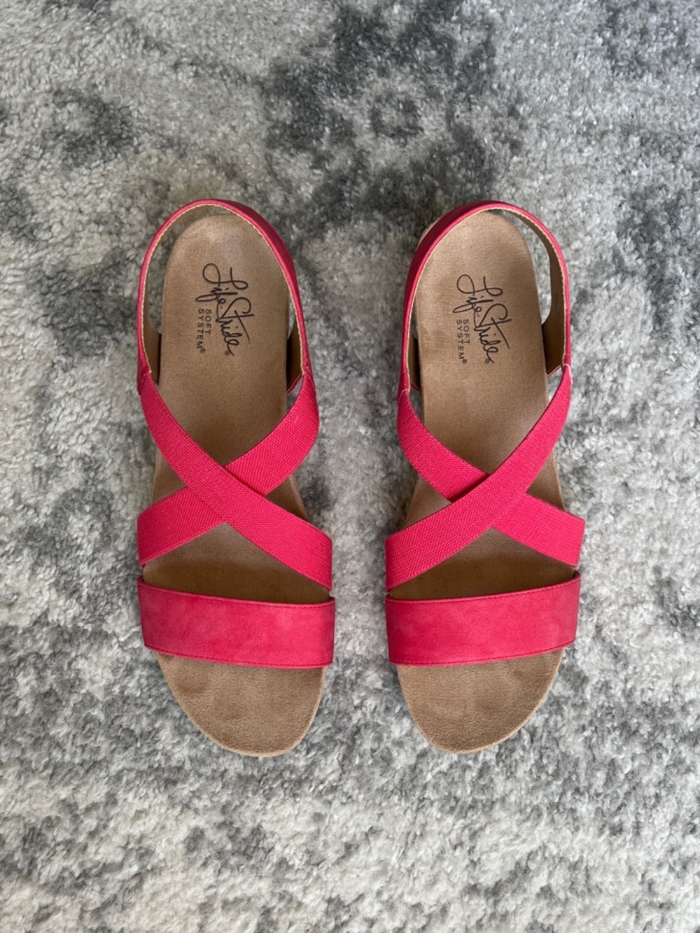Life Stride Pink Cross-Strap Slingback Sandals